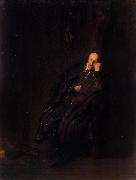 REMBRANDT Harmenszoon van Rijn An old man asleep at the Hearth (mk33) oil painting